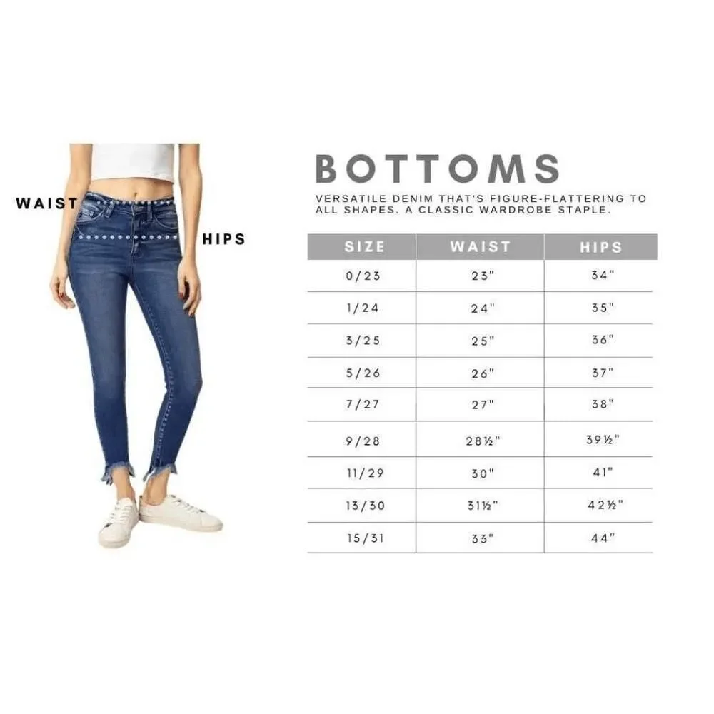 Kancan 5/26 black high rise skinny ankle jeans fringe pants womens
